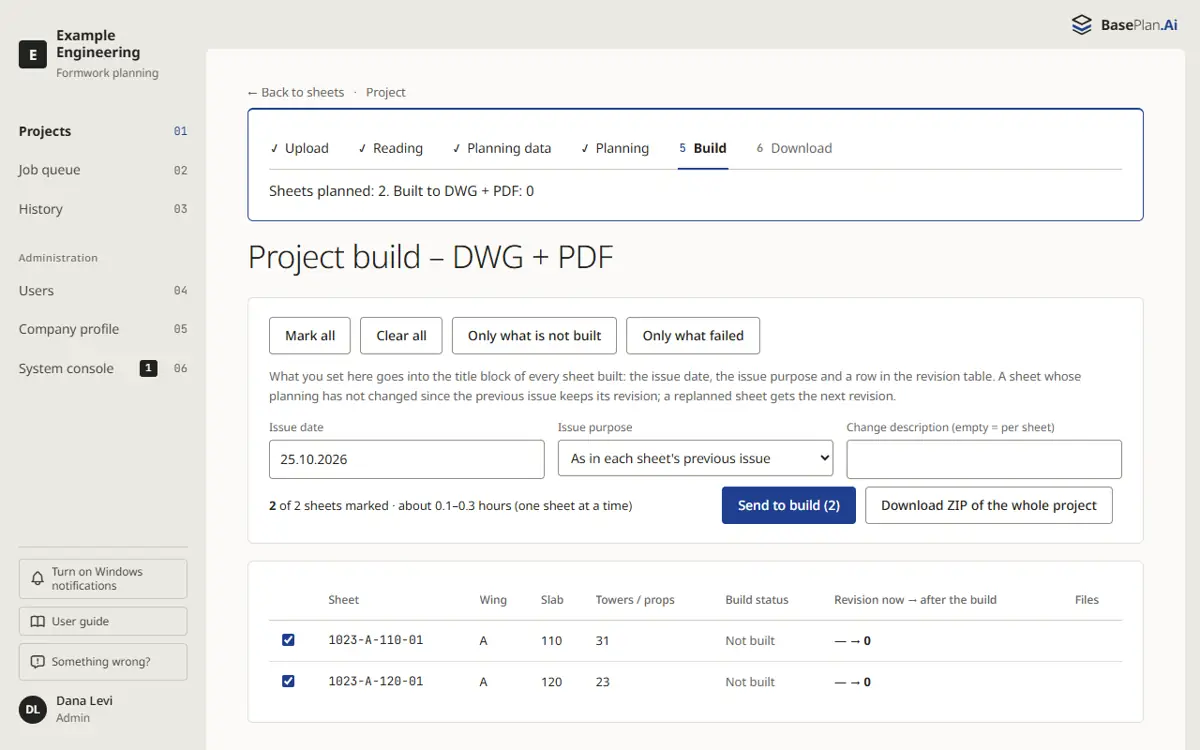 The build page
