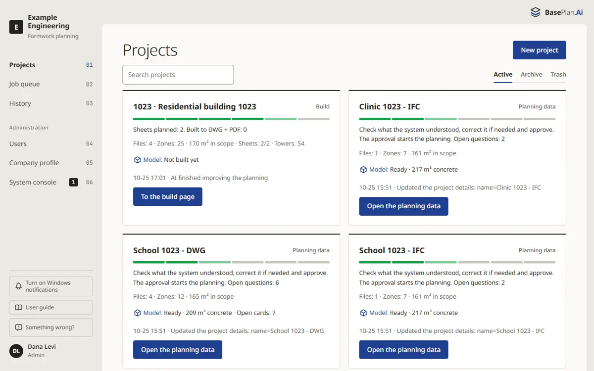 The list of projects