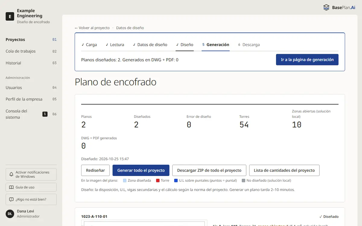 El plano de encofrado: un plano con sus zonas y archivos