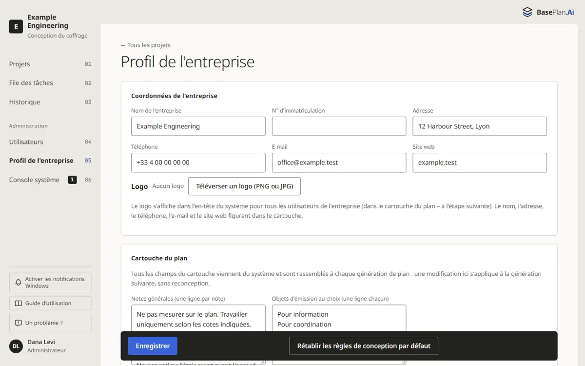 Le profil de l'entreprise